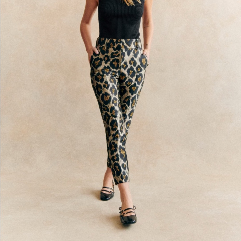 Sezane Leopard Print Trousers